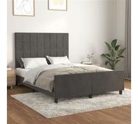 Vidaxl Cadre De Lit Avec Tête De Lit Gris Foncé 140x190 Cm Velours Gris