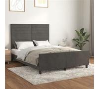 Cadre de Lit avec Tête de Lit Gris Foncé 140x190 cm Velours Double vidaXL