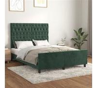 Vidaxl Cadre De Lit Avec Tête De Lit Vert Foncé 140x190 Cm Velours Vert