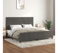 Vidaxl Cadre De Lit Avec Tête De Lit Gris Foncé 200x200 Cm Velours Gris