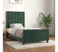 Vidaxl Cadre De Lit Avec Tête De Lit Vert Foncé 80x200 Cm Velours Vert