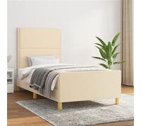 vidaXL Bedframe zonder matras 90x190 cm stof crÃmekleurig3124941 Blanc G