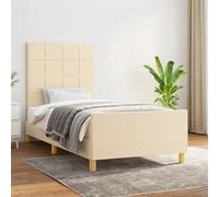 Vidaxl Cadre De Lit Avec Tête De Lit Crème 90x200 Cm Tissu