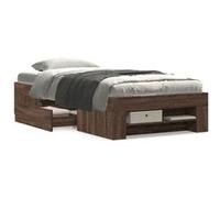 Cadre de lit chêne marron 90x200 cm bois d'ingénierie, meuble de chambre à coucher, lit simple, sommier, lit, cadre de lit simple, châlit