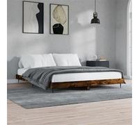 Vidaxl Cadre De Lit Chêne Fumé 150x200 Cm Bois D'ingénierie Marron
