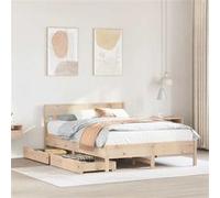 Vidaxl Cadre De Lit Sans Matelas 140x190 Cm Bois De Pin Massif Marron
