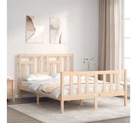 Vidaxl Cadre De Lit Avec Tête De Lit 140x200 Cm Bois Massif Marron