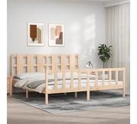 Vidaxl Cadre De Lit Avec Tête De Lit 200x200 Cm Bois Massif Marron