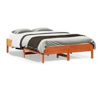 vidaXL Cadre de lit double – sommier à lattes sur pieds, bois de pin massif cire marron 120x190 cm
