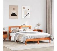 vidaXL Cadre de lit sans matelas – Bois de pin massif cire marron 135x190 cm