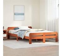 vidaXL Bedframe zonder matras massief grenenhout wasbruin 135x190 cm855489 Marron G