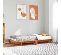 vidaXL Lit en bois massif sans matelas pin brun cireux 90x200