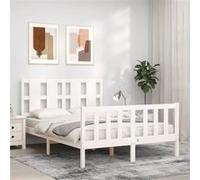 Vidaxl Cadre De Lit Avec Tête De Lit Blanc 120x200 Cm Bois Massif Blanc