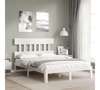 Vidaxl Cadre De Lit Avec Tête De Lit Blanc 140x190 Cm Bois Massif Blanc