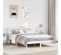 vidaXL Bedframe zonder matras massief grenenhout wit 140x190 cm3305715 Blanc G
