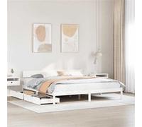 vidaXL Bedframe zonder matras massief grenenhout wit 200x200 cm3301523 Blanc G