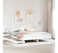 vidaXL Bedframe zonder matras massief grenenhout wit 200x200 cm3301738 Blanc G