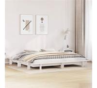 vidaXL Cadre de lit double en bois de pin massif 200x200 cm blanc – sommier, sans matelas