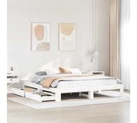 Vidaxl Cadre De Lit Sans Matelas Blanc 200x200 Cm Bois Massif De Pin Blanc