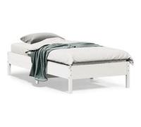 vidaXL Cadre de Lit, Sommier à Lattes sur Pieds, Lit Simple d'Intérieur, Lit Adulte, Meuble de Chambre à Coucher, Moderne, Blanc 90x190 cm Bois de Pin Massif