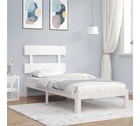 vidaXL Cadre de lit avec tête de lit blanc 90x200 cm bois massif