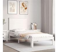 Vidaxl Cadre De Lit Avec Tête De Lit Blanc 90x200 Cm Bois Massif Blanc