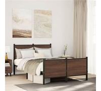 vidaXL Cadre de lit en métal sans matelas chêne marron 137x190 cm
