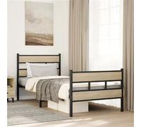 Vidaxl Cadre De Lit En Métal Sans Matelas Chêne Sonoma 90x190 Cm