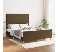 Cadre de Lit avec Tête de Lit Marron Foncé 140x200 cm Tissu Rembourré vidaXL