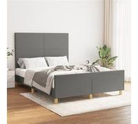 Vidaxl Cadre De Lit Avec Tête De Lit Gris Foncé 140x200 Cm Tissu Gris