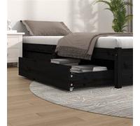 Vidaxl Tiroirs De Lit 2 Pcs Noir Bois De Pin Massif Marron