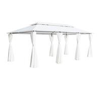 vidaXL Belvédère avec Rideaux Tonnelle Chapiteau de Jardin Pavillon d'Extérieur Tente de Mariage Camping 600x298x270 cm Blanc 180 g/m²