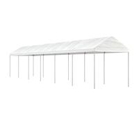 Prieel met dak 13,38x2,28x2,69 m polyetheen wit3155506