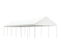 Belvédère avec toit blanc 13,38x4,08x3,22 m polyéthylène, tente de fête, chapiteau, abri à auvent, pavillon, tente d'événement, gazebo à auvent