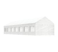 Prieel met dak 15,61x4,08x3,22 m polyetheen wit3155491