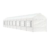 Prieel met dak 17,84x2,28x2,69 m polyetheen wit3155484