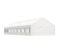 Prieel met dak 17,84x5,88x3,75 m polyetheen wit3155500
