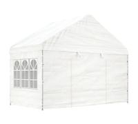 vidaXL Belvédère avec toit blanc 4,08x2,23x3,22 m polyéthylène, tente de fête, chapiteau, abri à auvent, pavillon, tente 362631