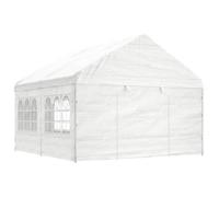 vidaXL Belvédère avec toit blanc 4,46x4,08x3,22 m polyéthylène, tente de fête, chapiteau, abri à auvent, pavillon, tente 3155486