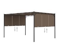 vidaXL Belvédère de Jardin avec Rideau Latéral Tonnelle Pavillon de Patio Chapiteau d'Extérieur Belvédère de Jardin Terrasse 4x3x2,25 m Taupe