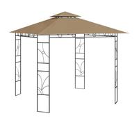 vidaXL Belvédère Tonnelle de Jardin Pavillon d'Extérieur Tente de Réception Chapiteau de Jardin Pique-niques 3x3x2,7 m Taupe 313913