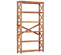 Bibliothèque À 4 Étagères 100x30x180 Cm En Bois D'acacia Massif Finition Miel, Robuste. Multicolore