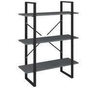 Vidaxl Bibliothèque À 3 Niveaux Gris 80x30x105 Cm Bois De Pin Massif Marron