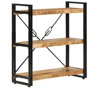 Bibliothèque 3 niveaux 77x30x80 cm bois massif manguier et fer