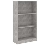 vidaXL Bibliothèque 3 niveaux Gris béton 60 x 24 x 109 cm Bois d'ingénierie 800868