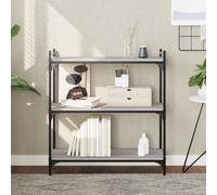 vidaXL Bibliothèque à 3 Niveaux, Étagère à Livres avec Pieds Réglables, Meuble à Livres avec Rangement, Industriel, Sonoma Gris Bois d'Ingénierie Gris