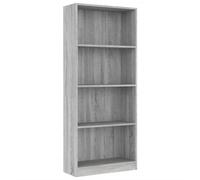 vidaXL Bibliothèque 4 Niveaux Étagère à Livres Meuble de Rangement Salle de Séjour Maison Intérieur Sonoma Gris 60x24x142 cm Bois d'Ingénierie