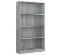 vidaXL Bibliothèque 4 Niveaux Étagère à Livres Meuble de Rangement Salle de Séjour Maison Intérieur Sonoma Gris 80x24x142 cm Bois d'Ingénierie