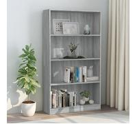 Bibliothèque à 3 Niveaux Rangement Salon Gris Béton Bois d’Ingénierie vidaXL