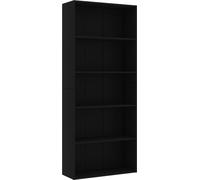 vidaXL Bibliothèque 5 compartiments noir 80x30x189 cm Bois composite